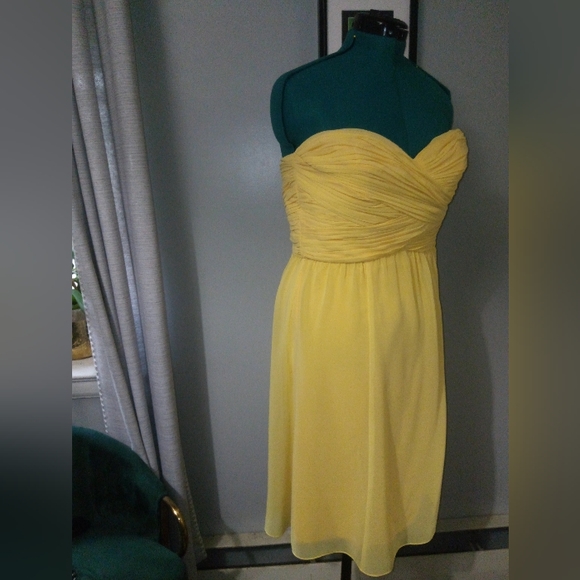 Ralph Lauren Buttery Yellow Evening Strapless Chiffon Dress, Sz 8 - Picture 2 of 8